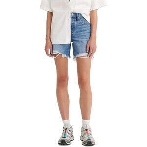 Levi’s 501 Mid Thigh Distressed Denim Cut Off Shorts Size 27 Medium Wash